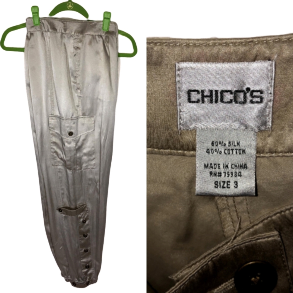 CHICO Silk Cargo pants  Size 3